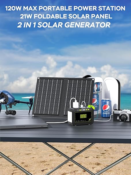 Solar Generator 88.8Wh with 21W Solar Panel and 10000mAh Power Bank 2 Solar Generator 88.8Wh with 21W Solar Panel and 10000mAh Power Bank - Image 2
