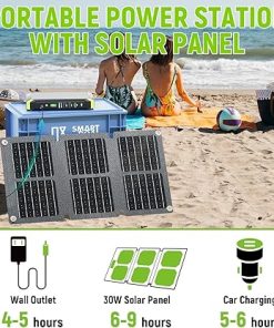 Portable Power Station 88.8Wh 80W with 30W Solar Panel for Outdoors 2