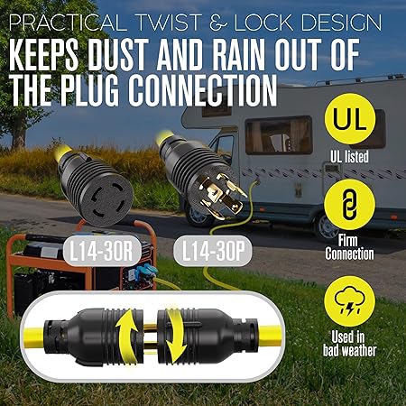 30 Amp Generator Cord 100FT NEMA L14-30P to L14-30R Heavy Duty 2 30 Amp Generator Cord 100FT NEMA L14-30P to L14-30R Heavy Duty - Image 2