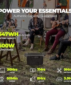 600W Portable Power Station 647Wh Solar Generator for Camping RV 2