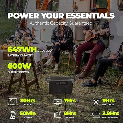 600W Portable Power Station 647Wh Solar Generator for Camping RV 2 600W Portable Power Station 647Wh Solar Generator for Camping RV - Image 2