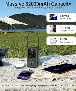 Portable Power Station 62000mAh Camping Light WiFi Cable 198.4Wh Battery 2