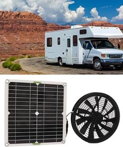 Solar Powered Exhaust Fan, 100W Solar Panel with 10 High Speed Exhaust Fan, Ventilation Extractor for RV, Yacht, Shed Ventilation, Greenhouse 2