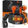 30 Amp RV Extension Cord 25 ft Heavy Duty Generator Power Cord  
30 Amp Twist Lock RV Shore Power Inlet 125V 120V