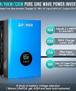 ZLPOWER 8000W Hybrid Solar Inverter 48V Pure Sine Wave Off-Grid 2