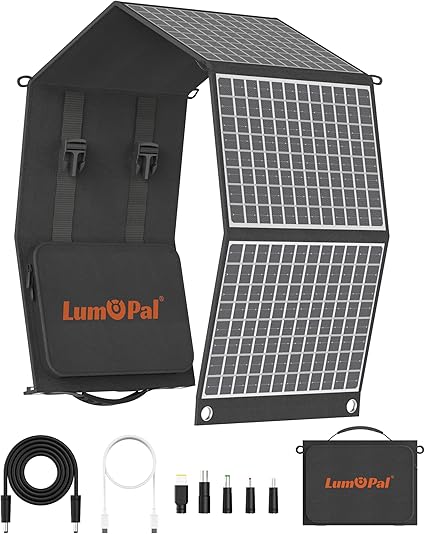 LUMOPAL 60W Portable Solar Panel Charger for Camping and Outdoors LUMOPAL 60W Portable Solar Panel Charger for Camping and Outdoors