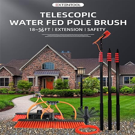 Solar Panel and Glass Cleaning Brush with 36FT Water Fed Pole Kit 2 Solar Panel and Glass Cleaning Brush with 36FT Water Fed Pole Kit - Image 2
