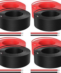 Solar Panel Extension Cable Kit 50Ft Black Red 10AWG Tinned Copper
