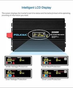2000W Pure Sine Wave Inverter 12V DC to 120V AC for Home RV Truck 2