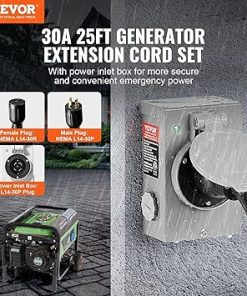 30 Amp Generator Cord and Inlet Box Kit 25 FT NEMA L14-30P/L14-30R 2
