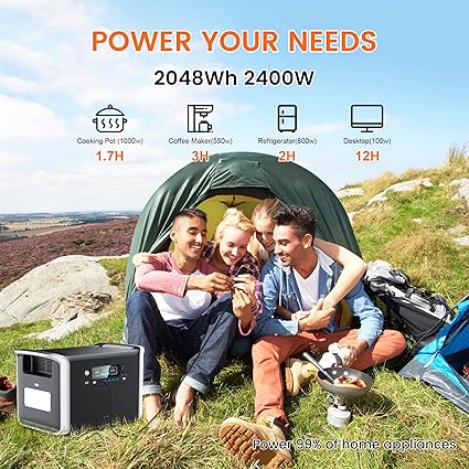 Portable Power Station 2048Wh LiFePO4 2400W Solar Generator Camping 2 Portable Power Station 2048Wh LiFePO4 2400W Solar Generator Camping - Image 2